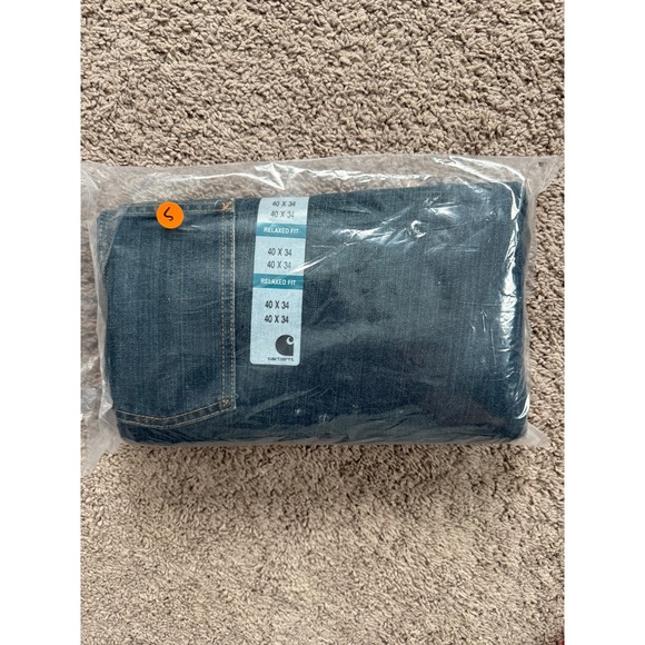 Carhartt Holter Dungaree Relaxed Fit Jeans 40x34 Dark Wash Denim Pants Menswear - Picture 3 of 4